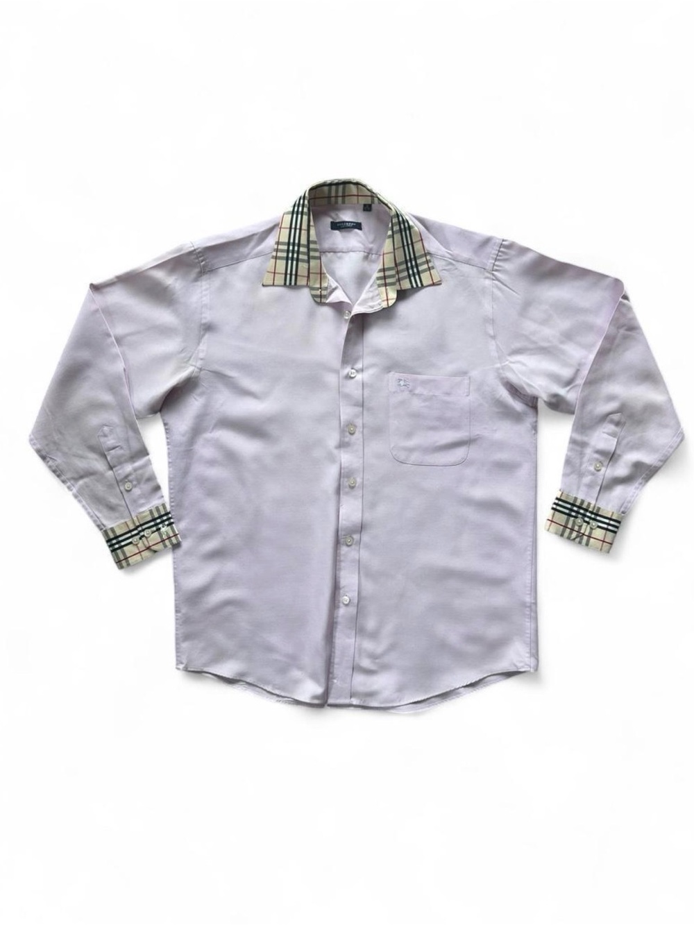 Burberry London Men’s Light Purple Long Sleeve Dress Shirt Nova Check Size 16
